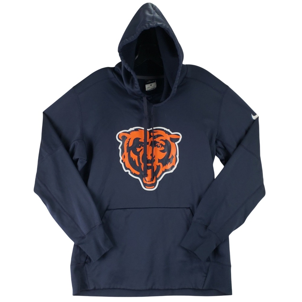 Chicago Bears Nike Hoodie Mens M Navy NFL Football Therma FIT Sweatshirt Fleece